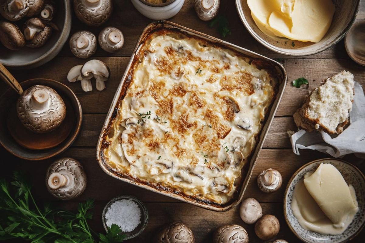 Je prépare ce gratin en 15 min avec une boîte de champignons, ma famille en redemande !
