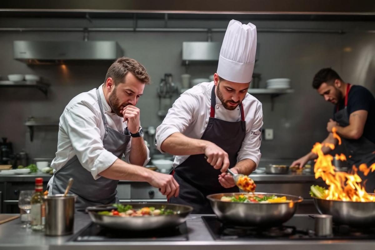 Lorena et Soler expliquent les recettes à Zerboni et Yani dans l'épreuve de feu de Top Chef VIP 4